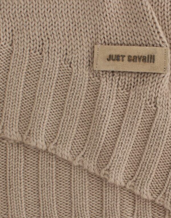 ⁦Cavalli Elegant Beige Knitted Crew Neck Sweater⁩ – תמונה ⁦7⁩