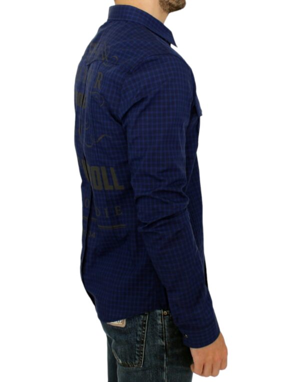 ⁦Costume National Chic Blue Checkered Casual Cotton Shirt⁩ – תמונה ⁦4⁩