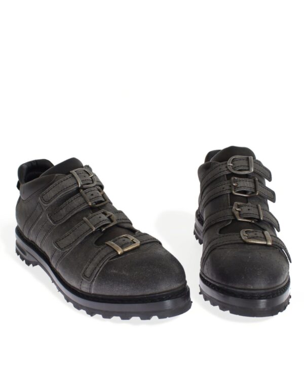⁦Dolce & Gabbana Elegant Gray Leather Ankle Boots⁩ – תמונה ⁦2⁩