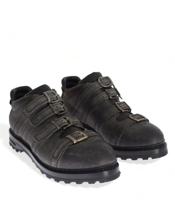 ⁦Dolce & Gabbana Elegant Gray Leather Ankle Boots⁩ – תמונה ⁦3⁩