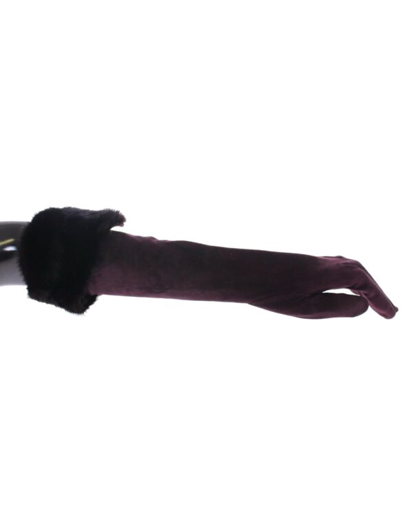 ⁦Dolce & Gabbana Elegant Elbow Length Purple Fur Gloves⁩ – תמונה ⁦2⁩