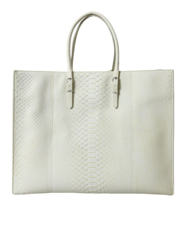 ⁦Balenciaga Chic Python Leather Tote in White & Yellow⁩ – תמונה ⁦2⁩