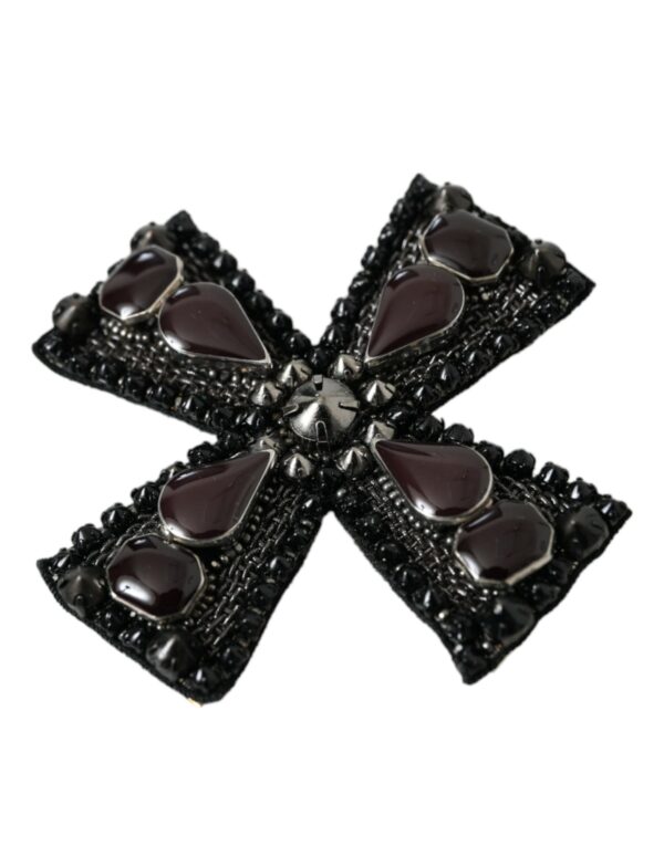 ⁦Dolce & Gabbana Black Crystals Embellished Cross Pin Brooch⁩ – תמונה ⁦2⁩