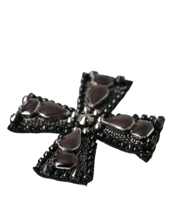 ⁦Dolce & Gabbana Black Crystals Embellished Cross Pin Brooch⁩ – תמונה ⁦5⁩