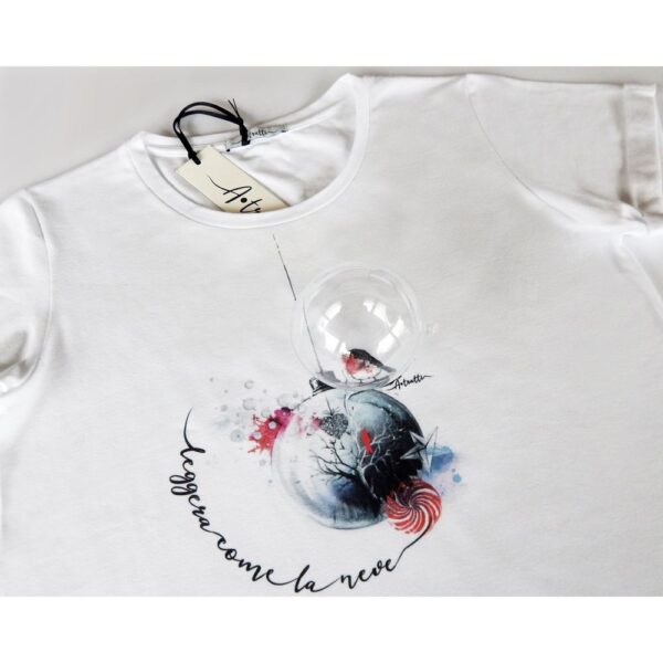 ⁦A.Tratti Chic White Stretch Viscose Tee⁩ – תמונה ⁦2⁩