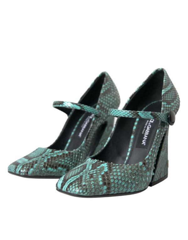 ⁦Dolce & Gabbana Aqua Python Leather Mary Jane Pumps Shoes⁩ – תמונה ⁦3⁩