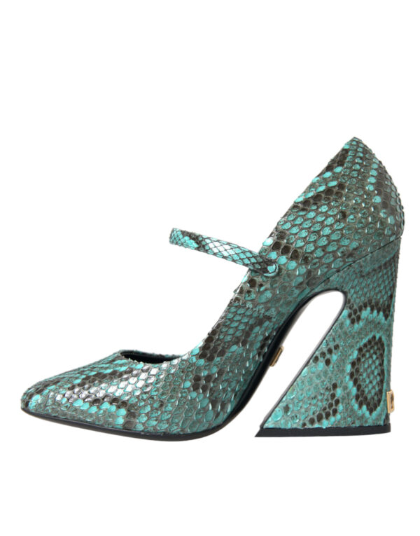 ⁦Dolce & Gabbana Aqua Python Leather Mary Jane Pumps Shoes⁩ – תמונה ⁦5⁩