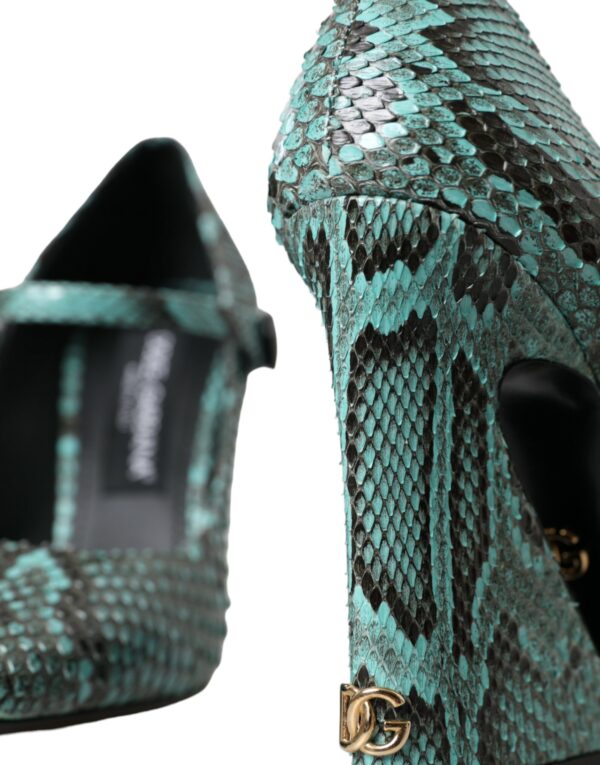⁦Dolce & Gabbana Aqua Python Leather Mary Jane Pumps Shoes⁩ – תמונה ⁦7⁩