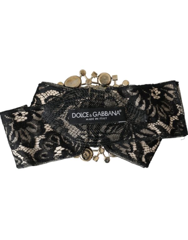 ⁦Dolce & Gabbana Black Lace Crystal Handmade Brooch Hair Pin⁩ – תמונה ⁦3⁩