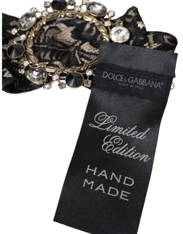 ⁦Dolce & Gabbana Black Lace Crystal Handmade Brooch Hair Pin⁩ – תמונה ⁦6⁩