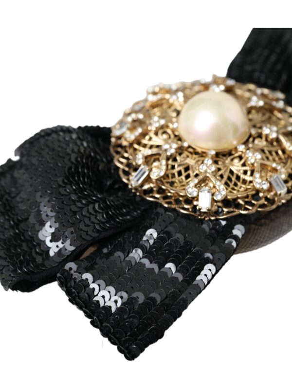 ⁦Dolce & Gabbana Black Sequin Pearl Handmade Brooch Hair Pin⁩ – תמונה ⁦5⁩