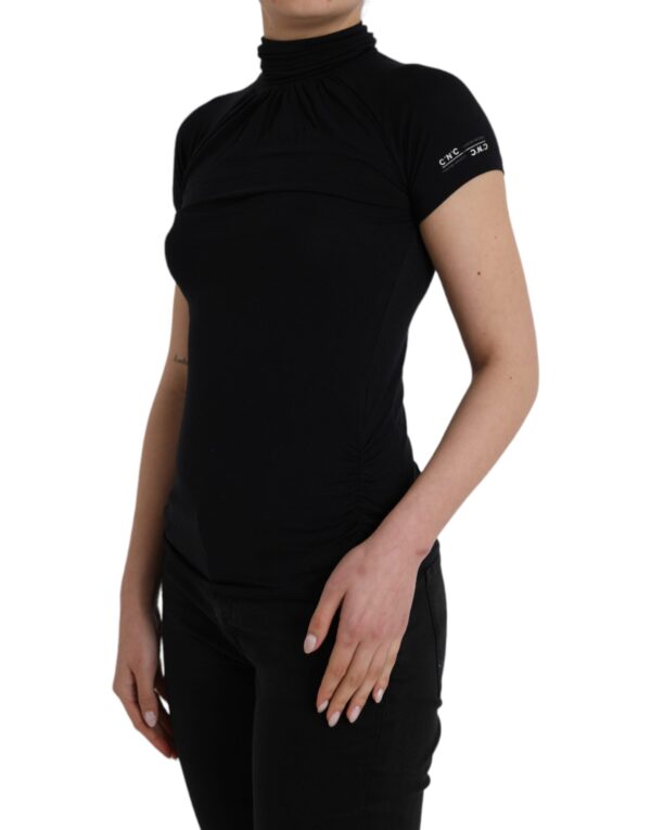 ⁦Costume National Black Turtleneck Viscose Short Sleeve Top⁩ – תמונה ⁦2⁩
