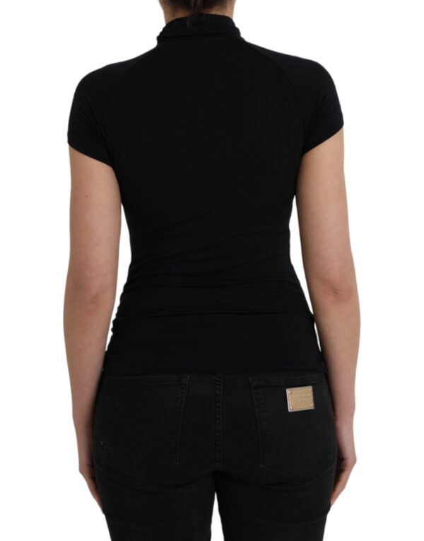 ⁦Costume National Black Turtleneck Viscose Short Sleeve Top⁩ – תמונה ⁦3⁩