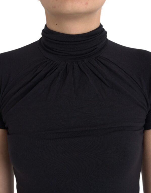 ⁦Costume National Black Turtleneck Viscose Short Sleeve Top⁩ – תמונה ⁦4⁩