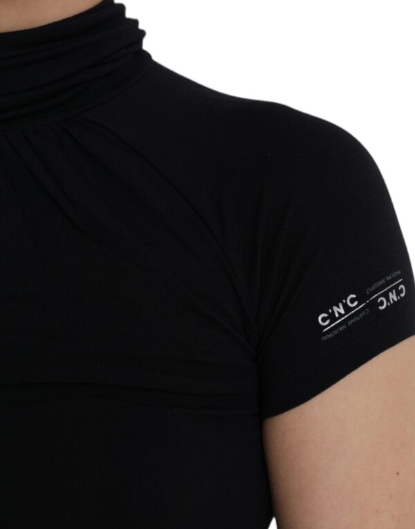 ⁦Costume National Black Turtleneck Viscose Short Sleeve Top⁩ – תמונה ⁦5⁩