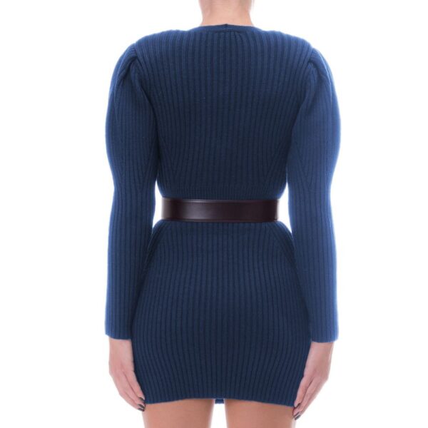 ⁦Elisabetta Franchi Blue Wool Women Dress⁩ – תמונה ⁦2⁩