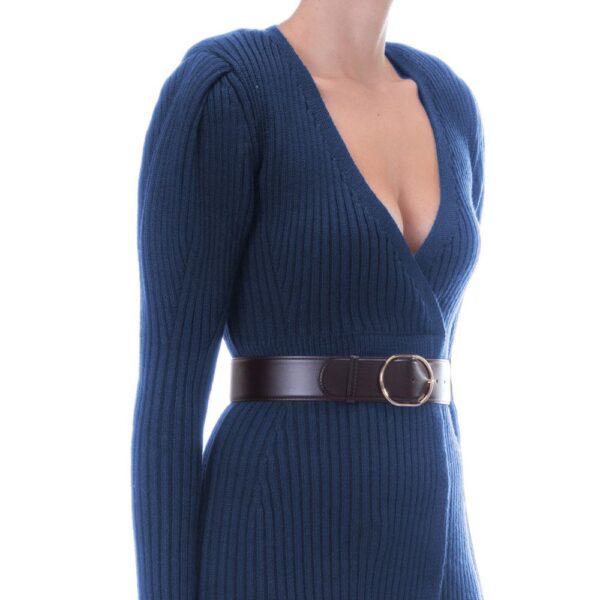 ⁦Elisabetta Franchi Blue Wool Women Dress⁩ – תמונה ⁦3⁩