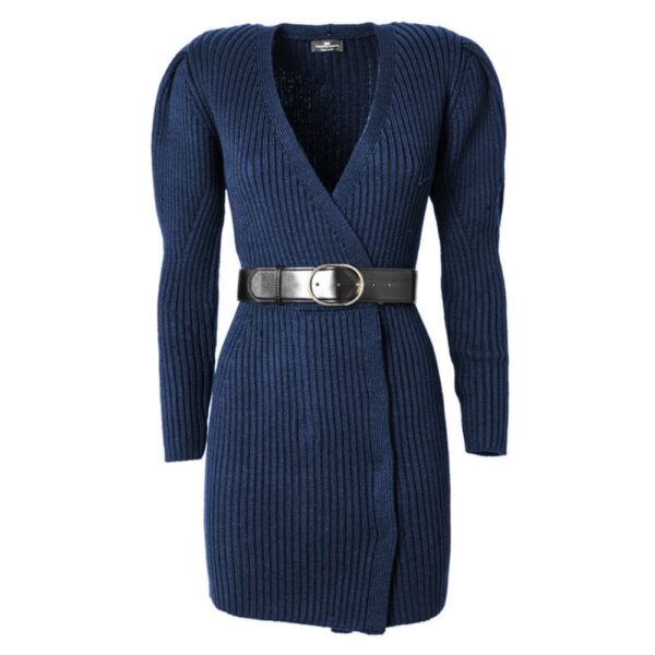 ⁦Elisabetta Franchi Blue Wool Women Dress⁩ – תמונה ⁦4⁩