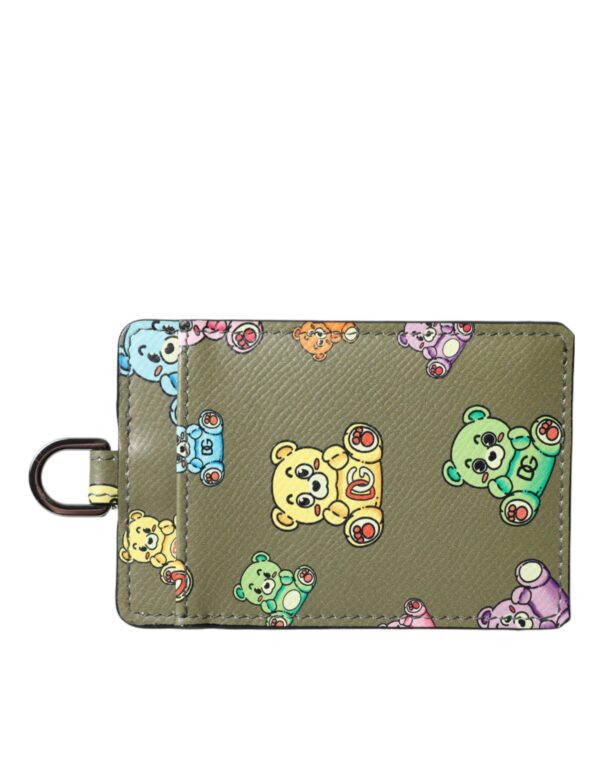 ⁦Dolce & Gabbana Army Green Teddy Bear Leather Women Card Holder Wallet⁩ – תמונה ⁦2⁩