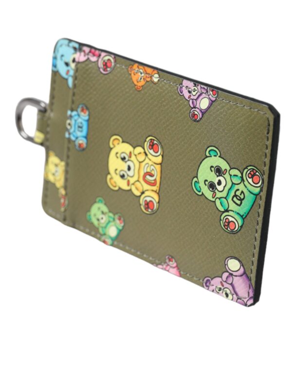 ⁦Dolce & Gabbana Army Green Teddy Bear Leather Women Card Holder Wallet⁩ – תמונה ⁦3⁩