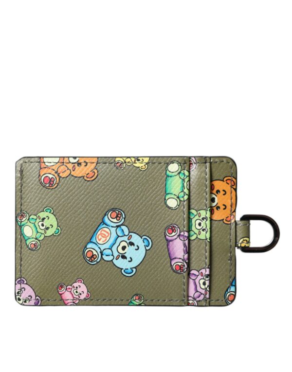 ⁦Dolce & Gabbana Army Green Teddy Bear Leather Women Card Holder Wallet⁩ – תמונה ⁦4⁩