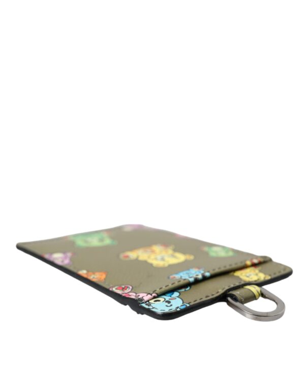 ⁦Dolce & Gabbana Army Green Teddy Bear Leather Women Card Holder Wallet⁩ – תמונה ⁦6⁩