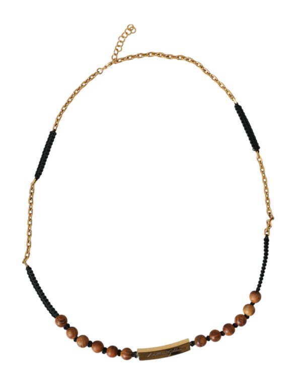 ⁦Dolce & Gabbana Black Gold Wooden Beaded Logo Pendant⁩ – תמונה ⁦2⁩