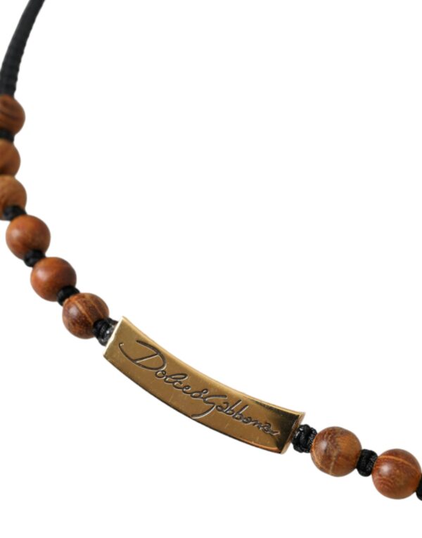 ⁦Dolce & Gabbana Black Gold Wooden Beaded Logo Pendant⁩ – תמונה ⁦3⁩