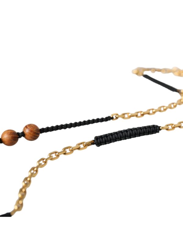 ⁦Dolce & Gabbana Black Gold Wooden Beaded Logo Pendant⁩ – תמונה ⁦4⁩