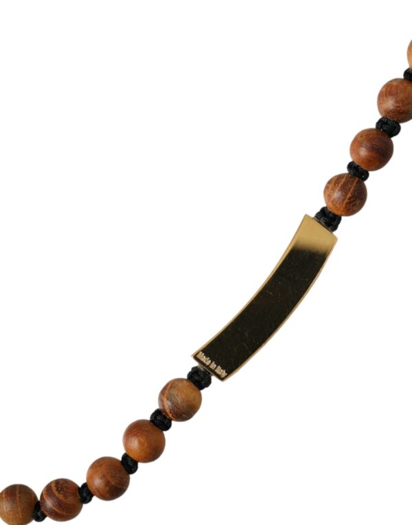 ⁦Dolce & Gabbana Black Gold Wooden Beaded Logo Pendant⁩ – תמונה ⁦5⁩