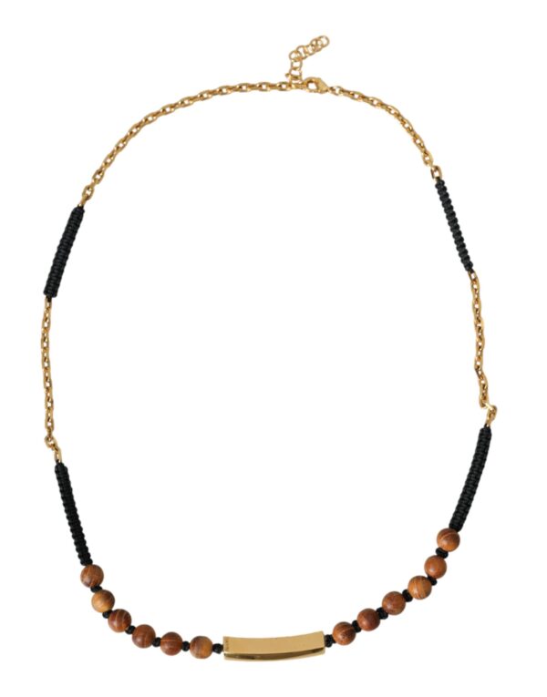 ⁦Dolce & Gabbana Black Gold Wooden Beaded Logo Pendant⁩ – תמונה ⁦6⁩