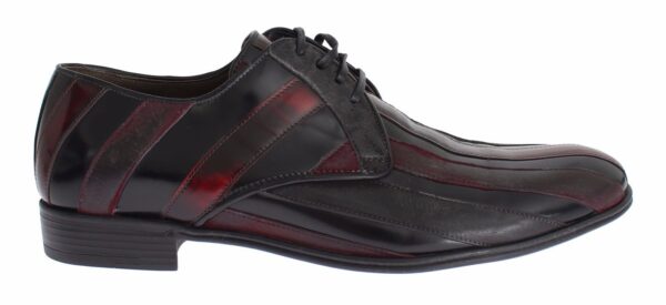 ⁦Dolce & Gabbana Elegant Black Bordeaux Striped Leather Dress Shoes⁩ – תמונה ⁦4⁩