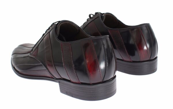 ⁦Dolce & Gabbana Elegant Black Bordeaux Striped Leather Dress Shoes⁩ – תמונה ⁦5⁩