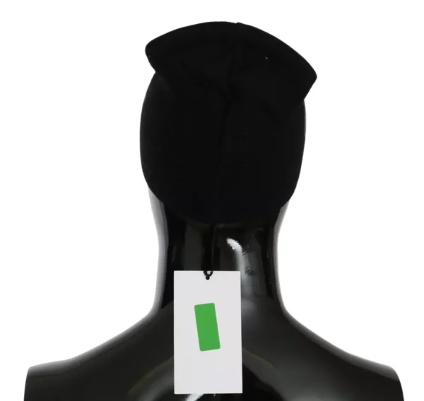 ⁦Costume National Black Wool Blend Branded Beanie Hat⁩ – תמונה ⁦4⁩