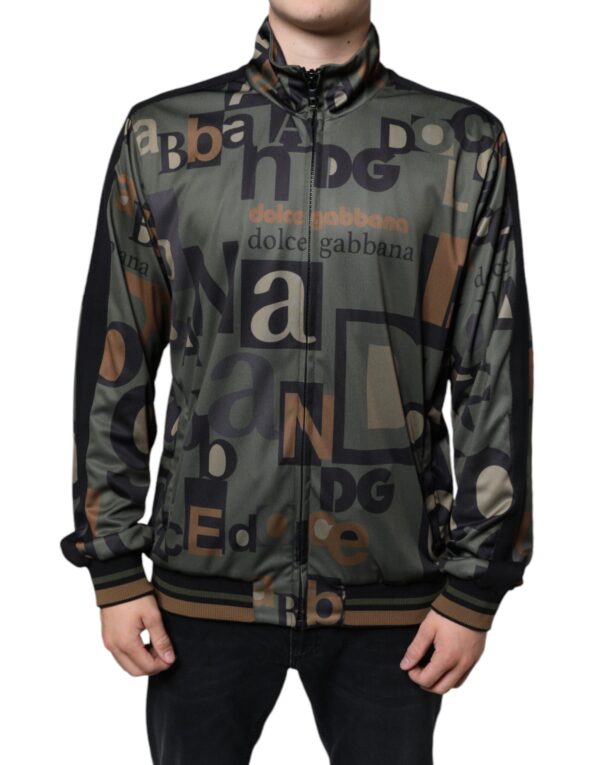 ⁦Dolce & Gabbana Army Green Logo Full Zip Polyester Sweater⁩ – תמונה ⁦2⁩