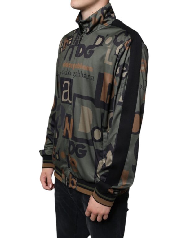 ⁦Dolce & Gabbana Army Green Logo Full Zip Polyester Sweater⁩ – תמונה ⁦3⁩