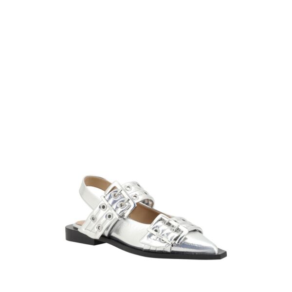 ⁦Ganni Buckle Metallic Ballerinas⁩ – תמונה ⁦2⁩