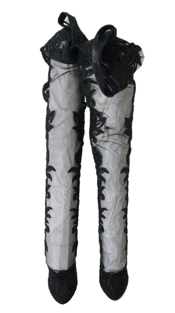 ⁦Dolce & Gabbana Embroidered Floral Over-Knee Boots⁩ – תמונה ⁦5⁩