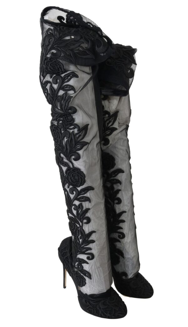 ⁦Dolce & Gabbana Embroidered Floral Over-Knee Boots⁩ – תמונה ⁦6⁩