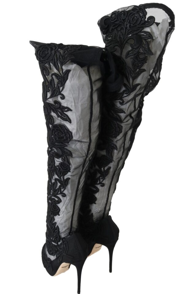 ⁦Dolce & Gabbana Embroidered Floral Over-Knee Boots⁩ – תמונה ⁦7⁩