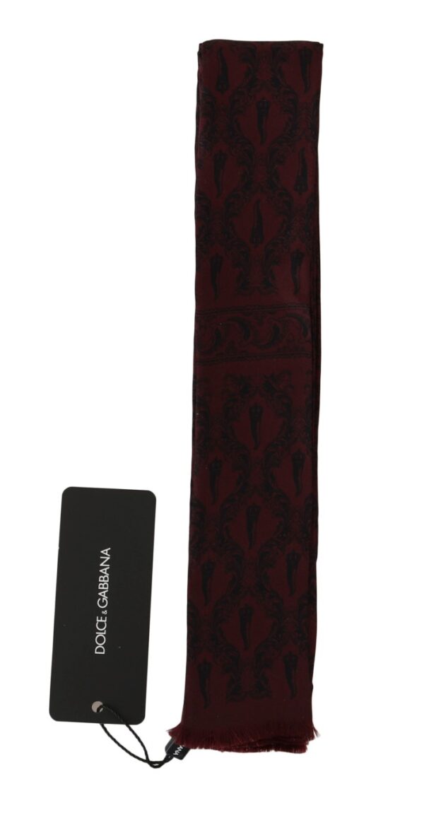 ⁦Dolce & Gabbana Silk Bordeaux Crown Chili Print Mens Scarf⁩ – תמונה ⁦7⁩
