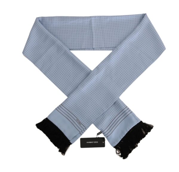 ⁦Dolce & Gabbana Elegant Blue Silk Polka Dot Men's Scarf⁩ – תמונה ⁦3⁩