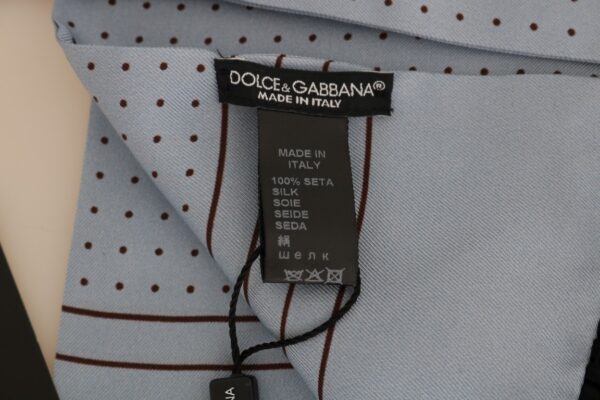 ⁦Dolce & Gabbana Elegant Blue Silk Polka Dot Men's Scarf⁩ – תמונה ⁦5⁩