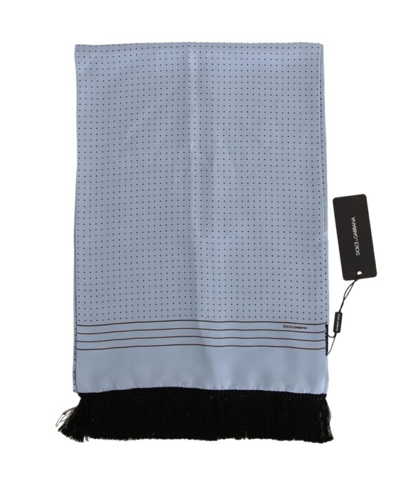 ⁦Dolce & Gabbana Elegant Blue Silk Polka Dot Men's Scarf⁩ – תמונה ⁦6⁩