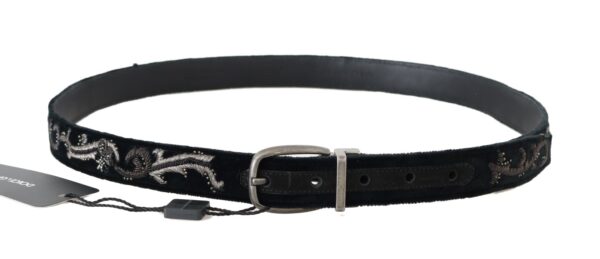 ⁦Dolce & Gabbana Elegant Black Cotton-Leather Men's Belt⁩ – תמונה ⁦3⁩