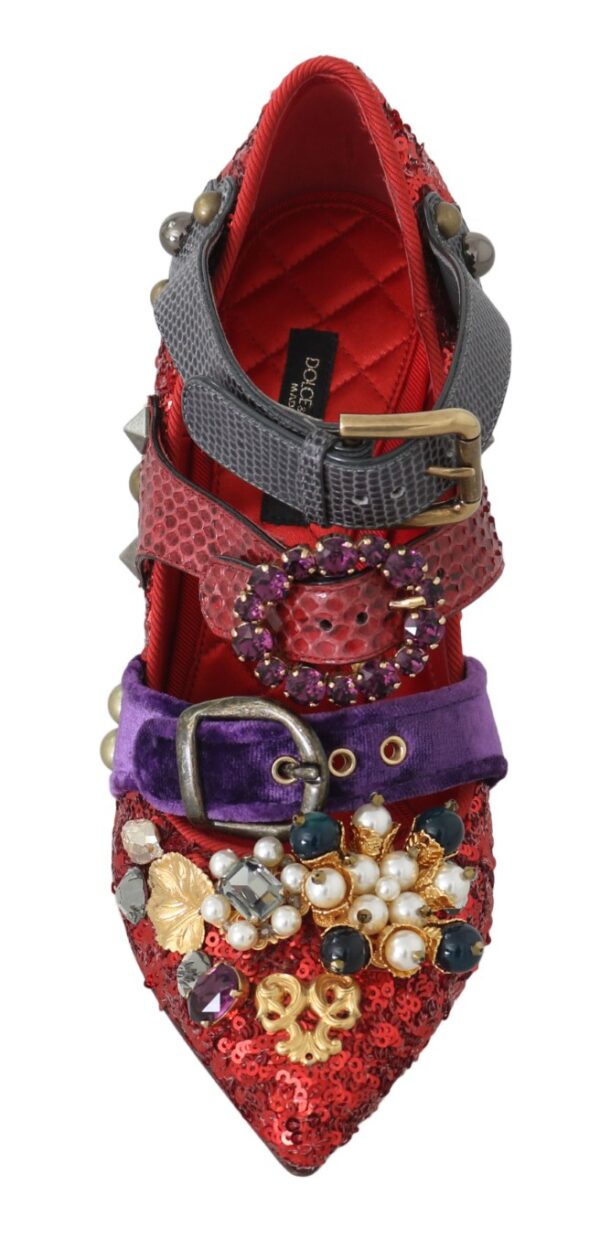 ⁦Dolce & Gabbana Red Bellucci Alta Moda Embellished Pumps⁩ – תמונה ⁦3⁩