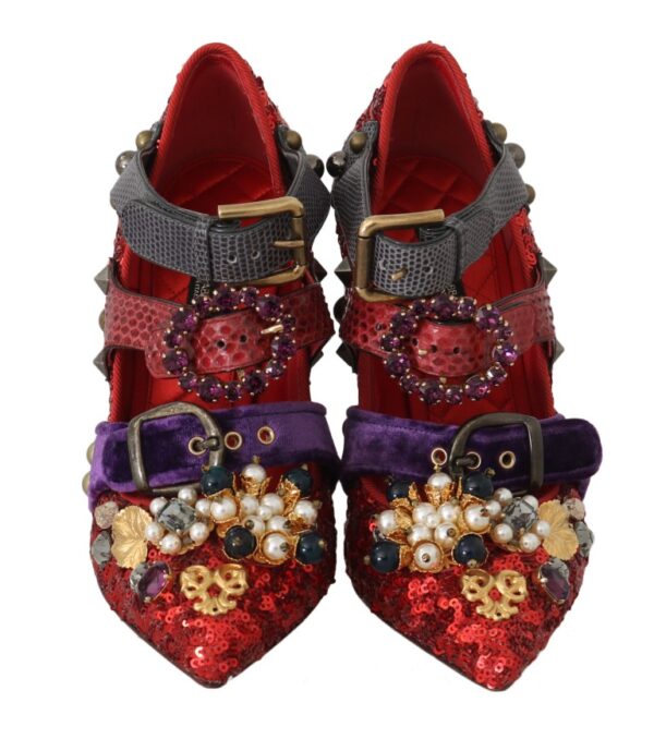 ⁦Dolce & Gabbana Red Bellucci Alta Moda Embellished Pumps⁩ – תמונה ⁦5⁩