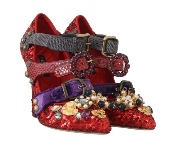 ⁦Dolce & Gabbana Red Bellucci Alta Moda Embellished Pumps⁩ – תמונה ⁦6⁩