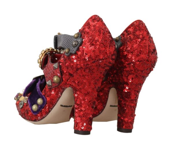 ⁦Dolce & Gabbana Red Bellucci Alta Moda Embellished Pumps⁩ – תמונה ⁦7⁩