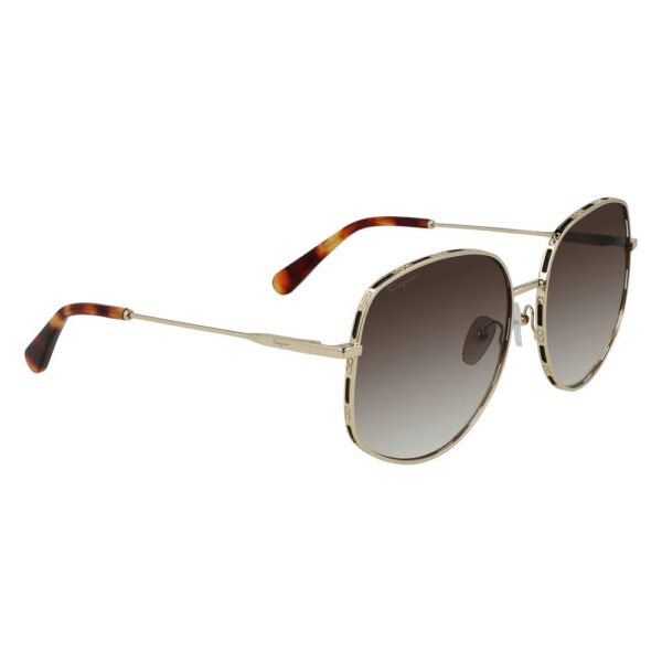 ⁦Salvatore Ferragamo Gold Metal Sunglasses⁩ – תמונה ⁦3⁩